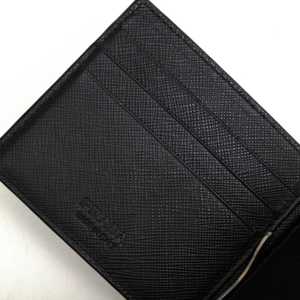 Prada Wallet Men Wallet Leather Black 2 Mn077 Saffiano Bicolo Money Clip - Picture 6 of 7